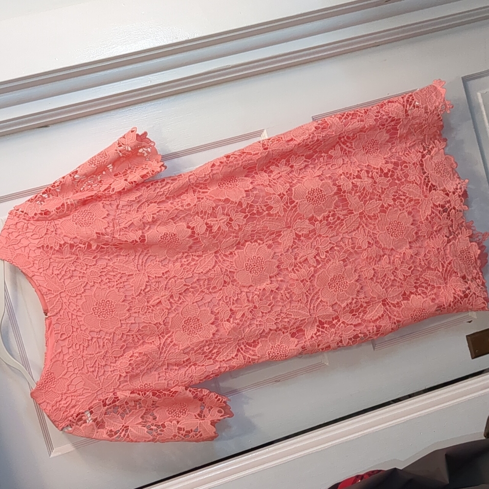 Madison Leigh Lace Overlay Short Sleeve Dress